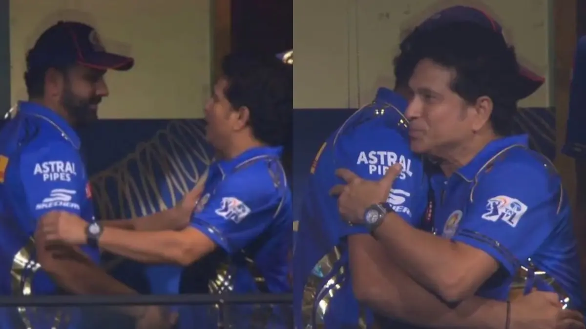 Pure Nostalgia! Rohit Sharma Hugging Sachin Tendulkar Picture After MI Beat KKR in IPL 2025 Match at Wankhede Goes Viral Rohit-Sachin Hug