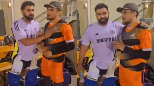 Rohit Shama teases local fast bowler in Dubai.