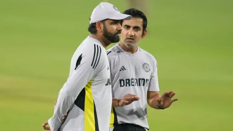 Rohit Sharma and Gautam Gambhir during Team India's practice session