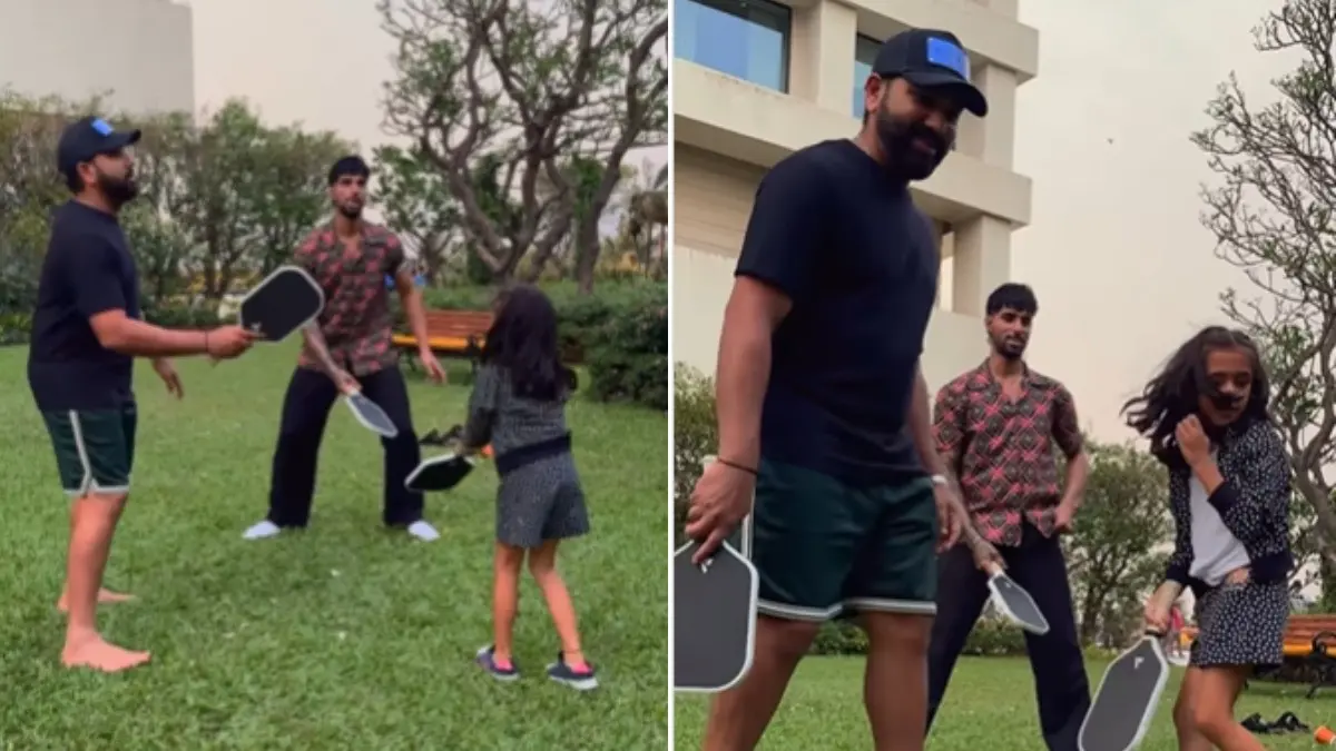 Rohit Sharma and his daughter along with Tilak Verma