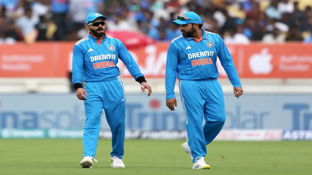 Rohit Sharma and Virat Kohli in action