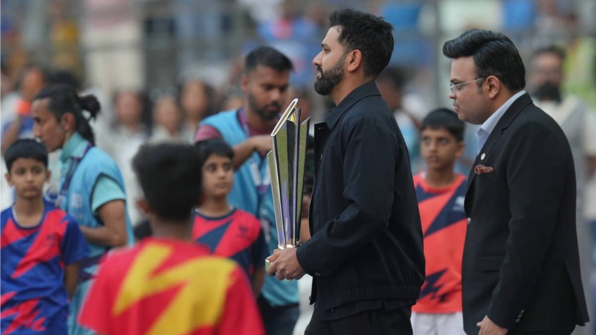Rohit Sharma carries T20 World Cup Trophy along with ICC Chairman Jay Shah