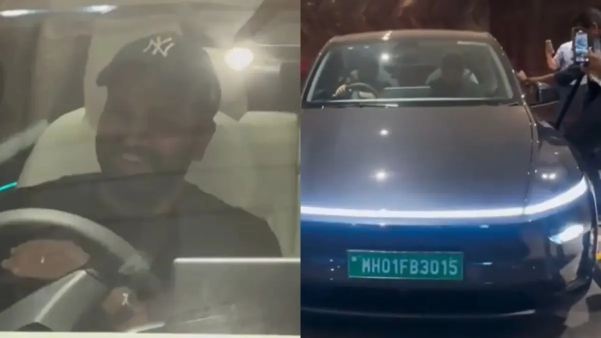 Rohit Sharma Drives His New Tesla Model Y
