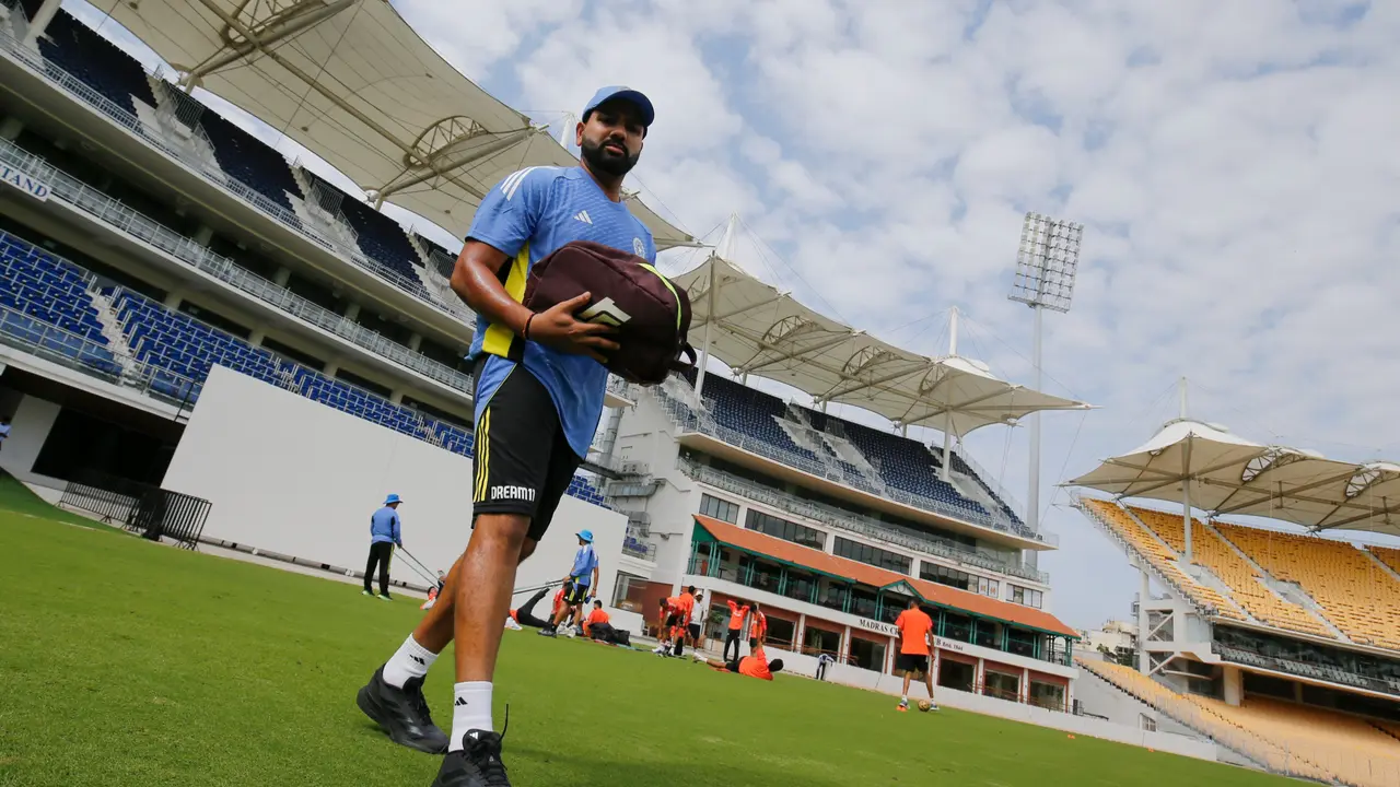 Rohit & Co take up an extensive session as they sweat it out in third training session in Chennai Rohit Sharma during a training session at the MA Chidambaram Stadium in Chennai