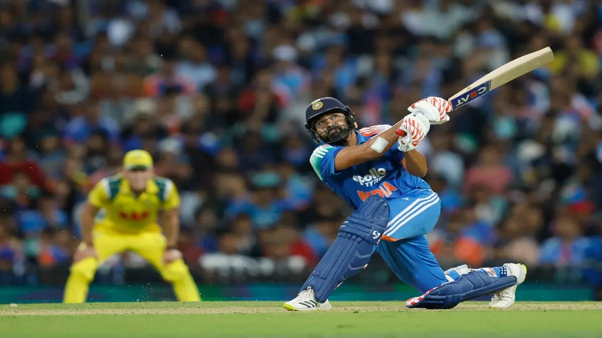 Rohit Sharma hits a shot during 3rd ODI match against Australia
