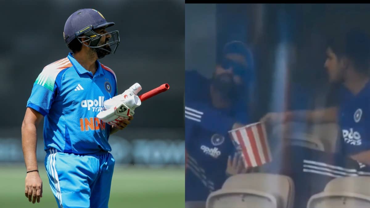 Rohit Sharma Snacking On Popcorn During Rain Delay Draws Hilarious Reaction From Abhishek Nayar: 'Arey Usse Mat De' thumbnail