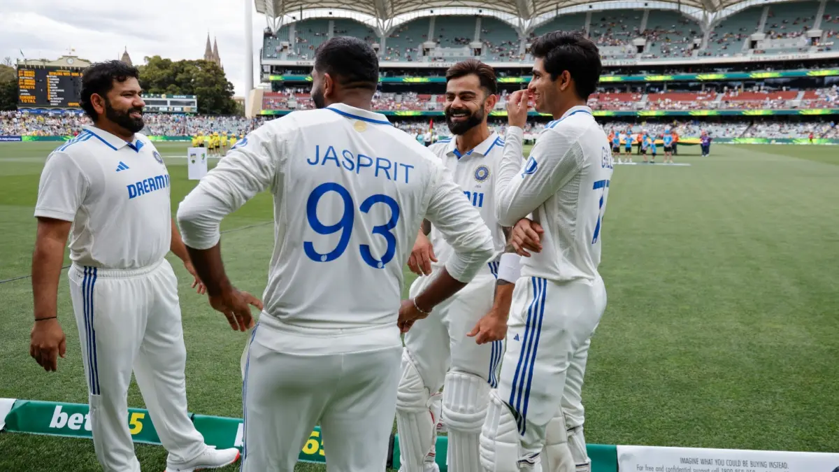 Rohit Sharma, Virat Kohli, Jasprit Bumrah and Shubman Gill during the IND vs AUS 2nd Test match in BGT 2024-25
