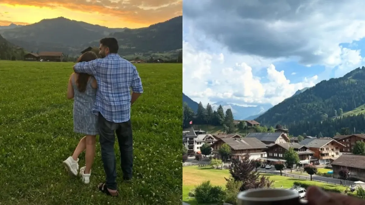 Rohit with his wife (L), Rohit holding a cup of coffee (R)