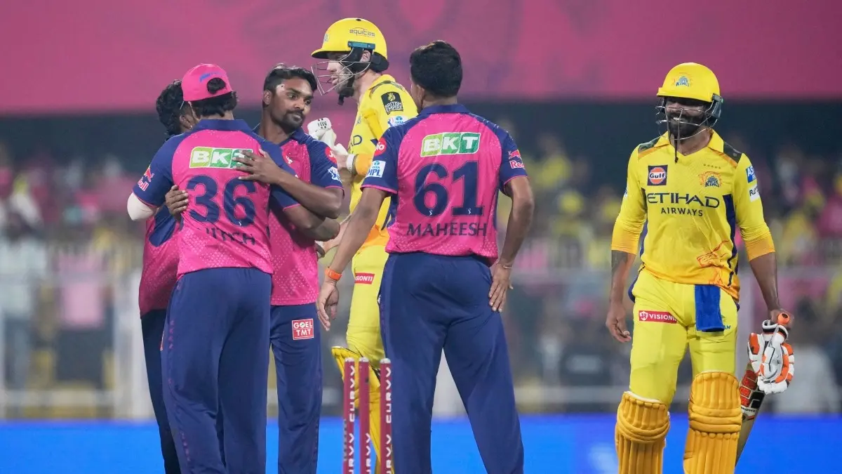 IPL 2025: Updated Points Table After Rajasthan Royal's 6 Run Win Over MS Dhoni And Chennai Super Kings RR players celebrate after win over CSK.