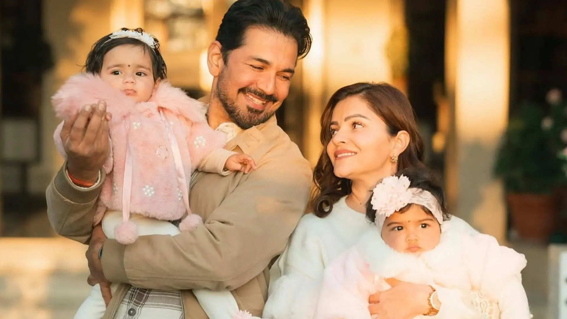 Rubina Dilaik- Abhinav Shukla with twin daughters