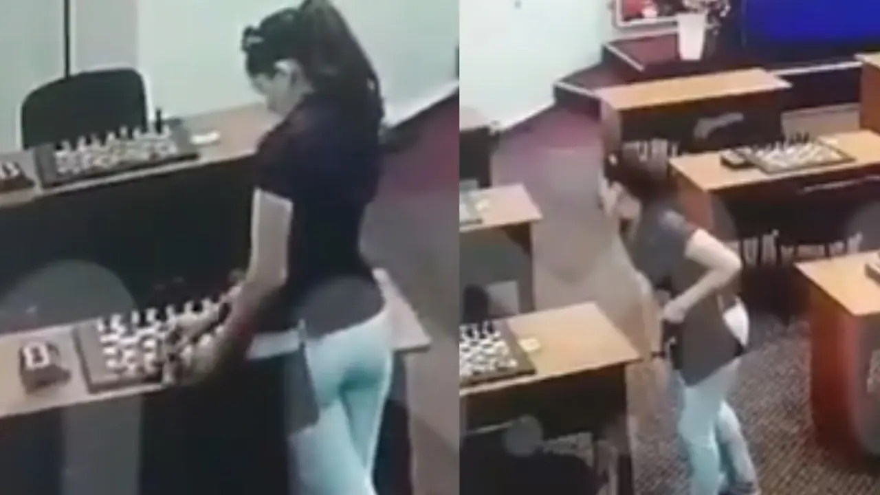 Russian Woman Chess Player Caught on CCTV Camera