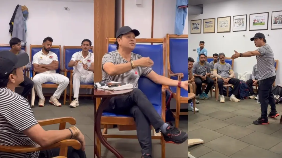 Sachin Tendulkar Interacts With Mumbai Team Players Ahead Of Ranji Trophy Quarter-Final Clash Against Karnataka Sachin Tendulkar interacting with Mumbai players ahead of Ranji Trophy fixture