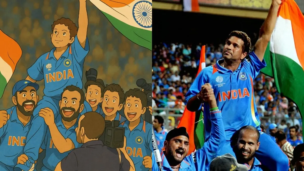 'If Ghibli Made Cricket': Social Media Trend Reaches Sachin Tendulkar As Batting Legend Shares Viral Art From Iconic Moment Sachin Tendulkar shared a ghibli image on his social media.