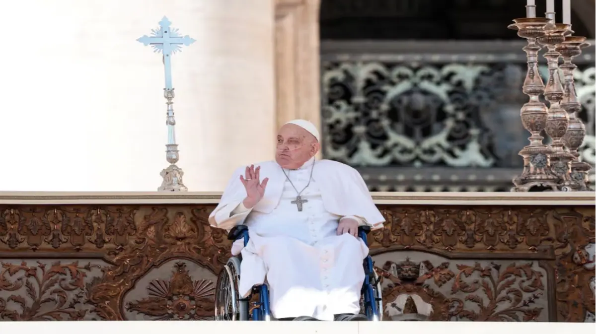 Pope Francis Greets Crowds from Wheelchair At Vatican
