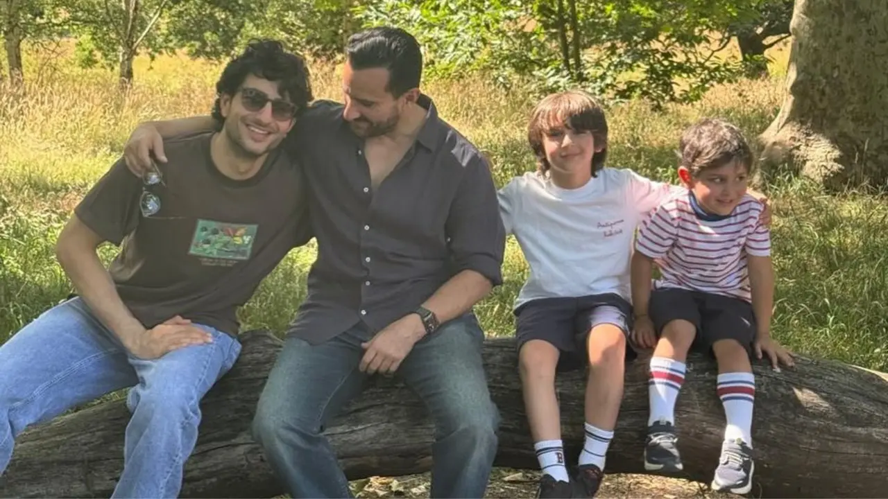 Saif Ali Khan with sons Ibrahim, Taimur and Jeh.
