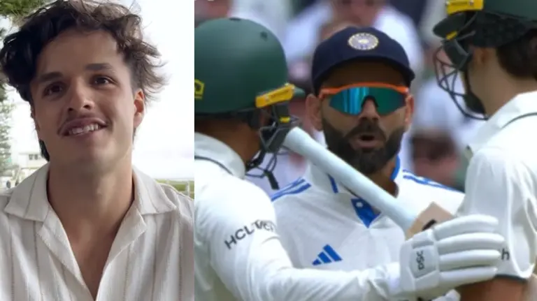 Sam Konstas, Usman Khawaja and Virat Kohli