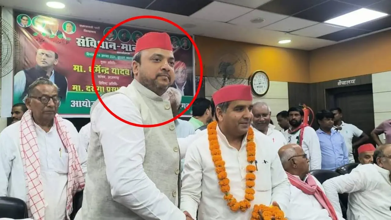 Samajwadi Party MLA Nafees Ahmad with Dharmendra Yadav