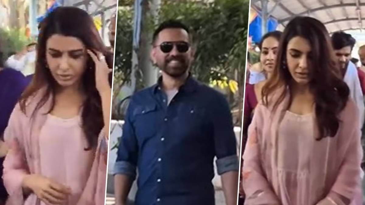 Samantha Ruth Prabhu Visits Tirupati Balaji Temple—A Spiritual Moment in Pink 2 Samantha Ruth Prabhu and Raj Nidimoru at Tirupati Balaji Temple
