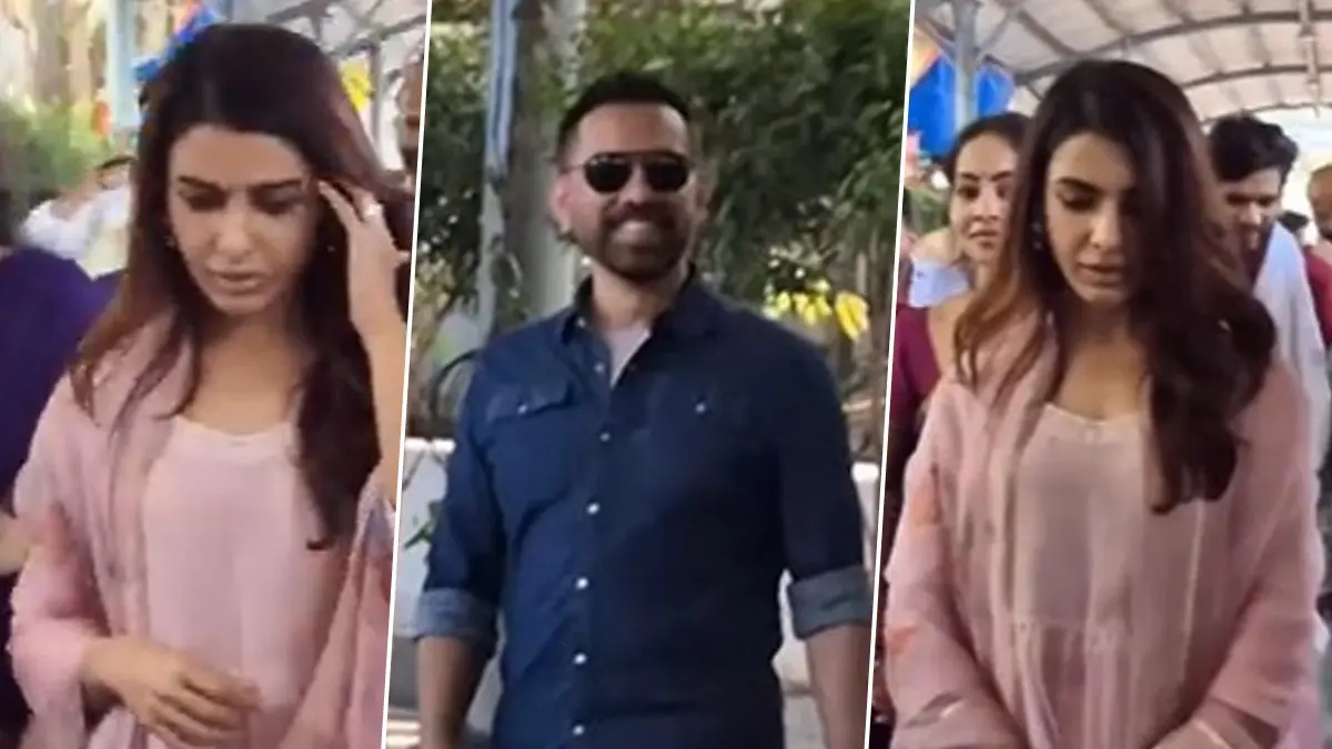 Samantha Ruth Prabhu and Raj Nidimoru were snapped at the Tirupati temple