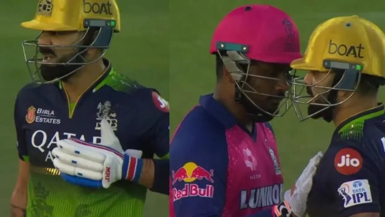 sanju samson checked virat kohli heartbeat fans shocked during rcb vs rr match in Jaipur