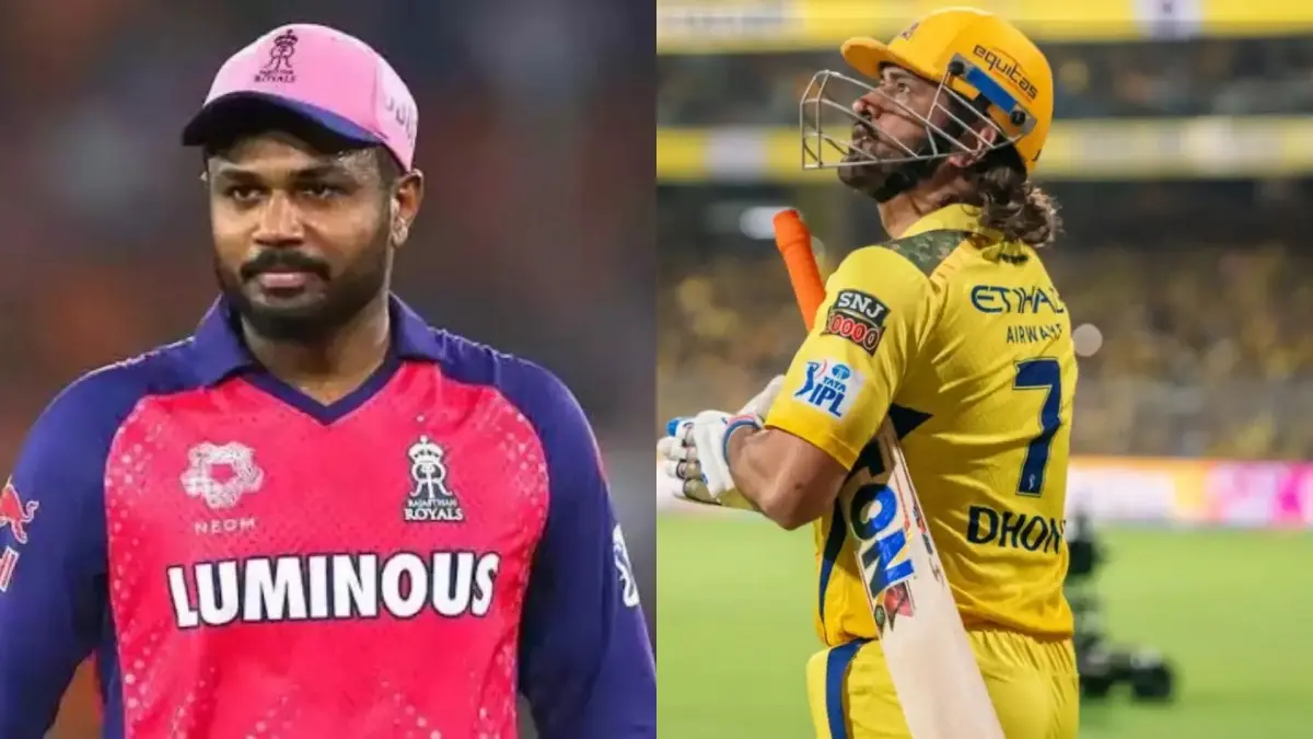 Sanju Samson (L), MS Dhoni (R)
