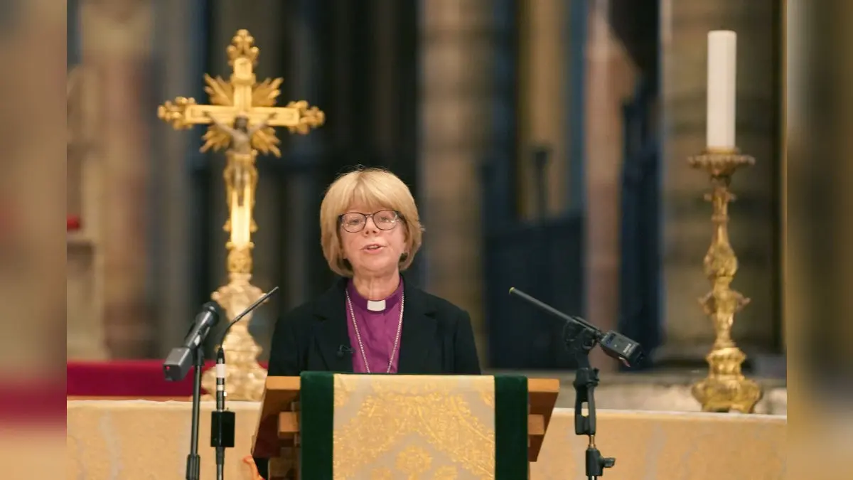 Sarah Mullally Named First Female Archbishop Of Canterbury In History Of Church Of England Sarah Mullally, the new Archbishop of Canterbury, spiritual leader of the world's 85 million Anglicans, speaks inside Canterbury Cathedral in Canterbury, England, Friday.