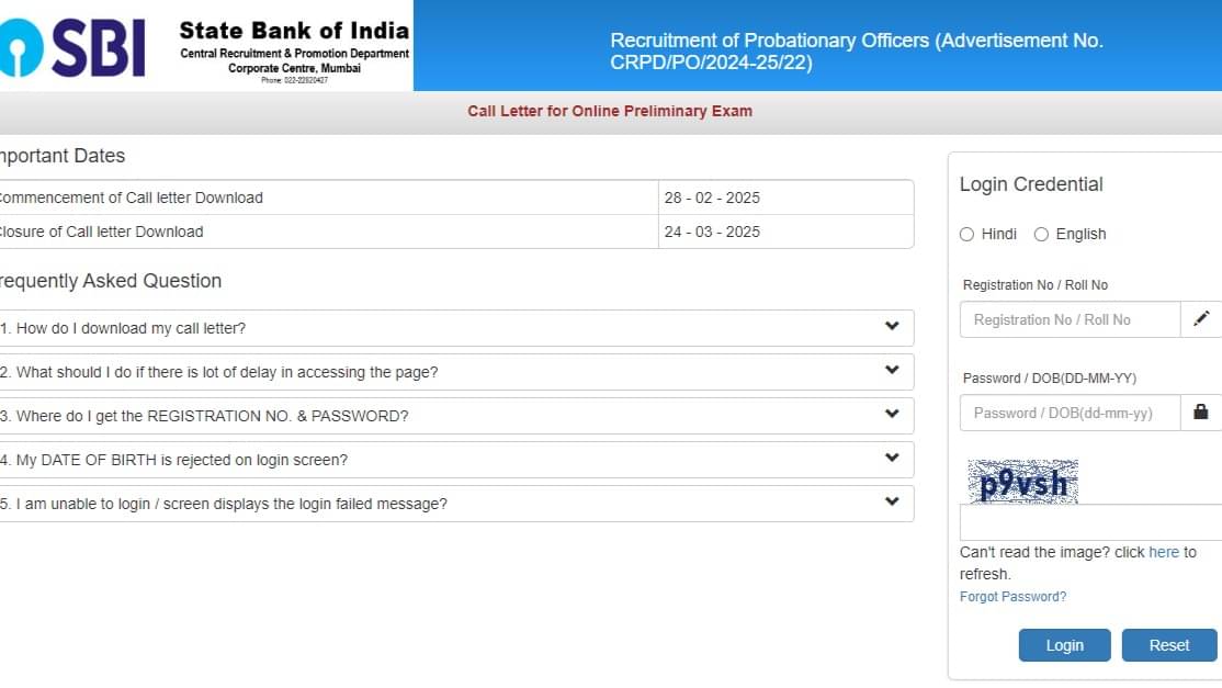 SBI PO Prelims Admit Card 2025 Out at sbi.co.in, Direct Link to ...