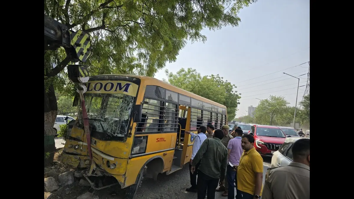 School Bus Loses Control And Rams Into Tree in Greater Noida, Several Students Injured