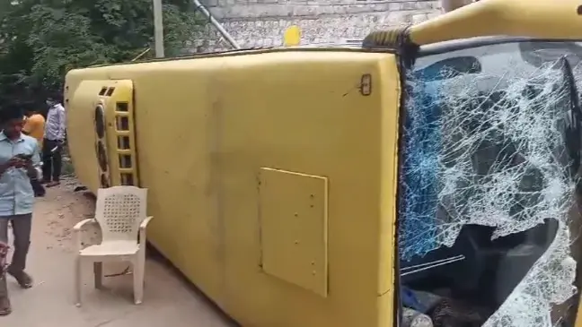 Picnic Turns Tragic: Class 7 Boy Killed, Many Injured as Bus With 50 Onboard Overturns Near Nagpur School bus overturns in Hyderabad