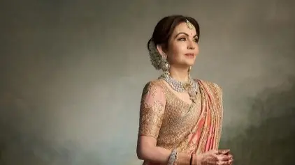 Nita Ambani in an attire designed by ace Indian designer duo Abu Jani Sandeep Khosla