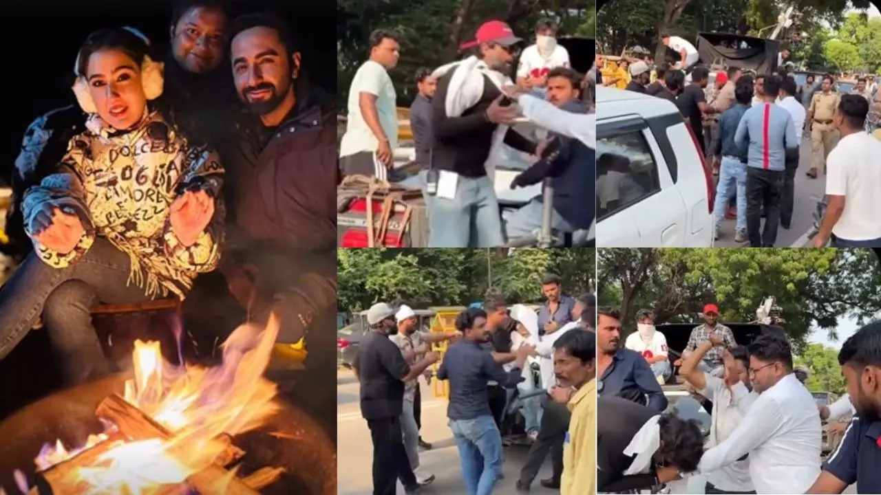 Ayushmann Khurrana And Sara Ali Khan Starrer Patni Patni Aur Woh 2 Crew Assaulted By Locals In Prayagraj? Video Of Attack Goes Viral On Social Media Scuffle at Pati Patni Aur Woh 2 Sets
