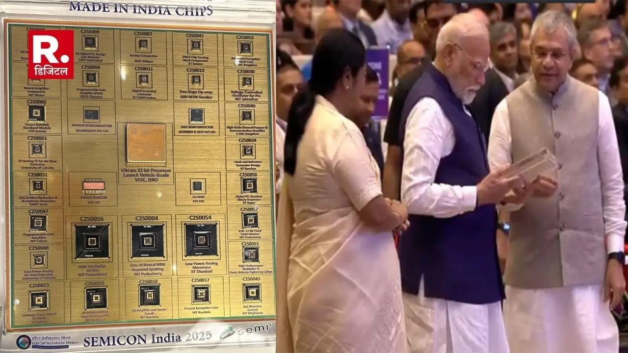 सेमीकॉन 2025: PM मोदी ने टैरिफ को लेकर ट्रंप पर कसा तंज, बोले- आर्थिक स्वार्थ से प्रेरित चुनौतियों से लड़ने को भारत तैयार Semicon India 2025 PM modi hails semiconductor chips