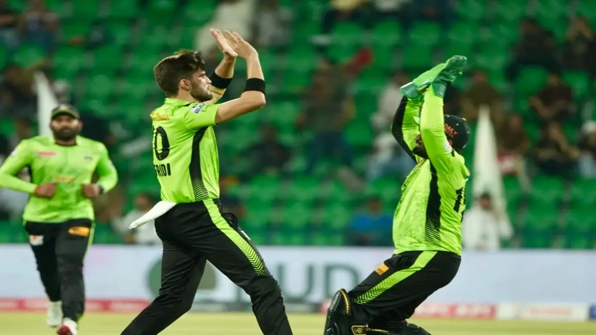 Shaheen Shah Afridi celebrates a wicket
