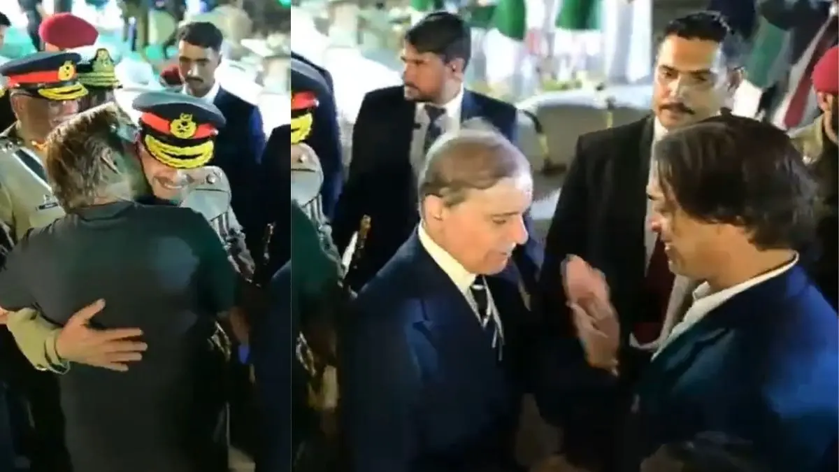 shahid Afridi kissed asim Munir Shoaib Akhtar hugs shehbaz sharif