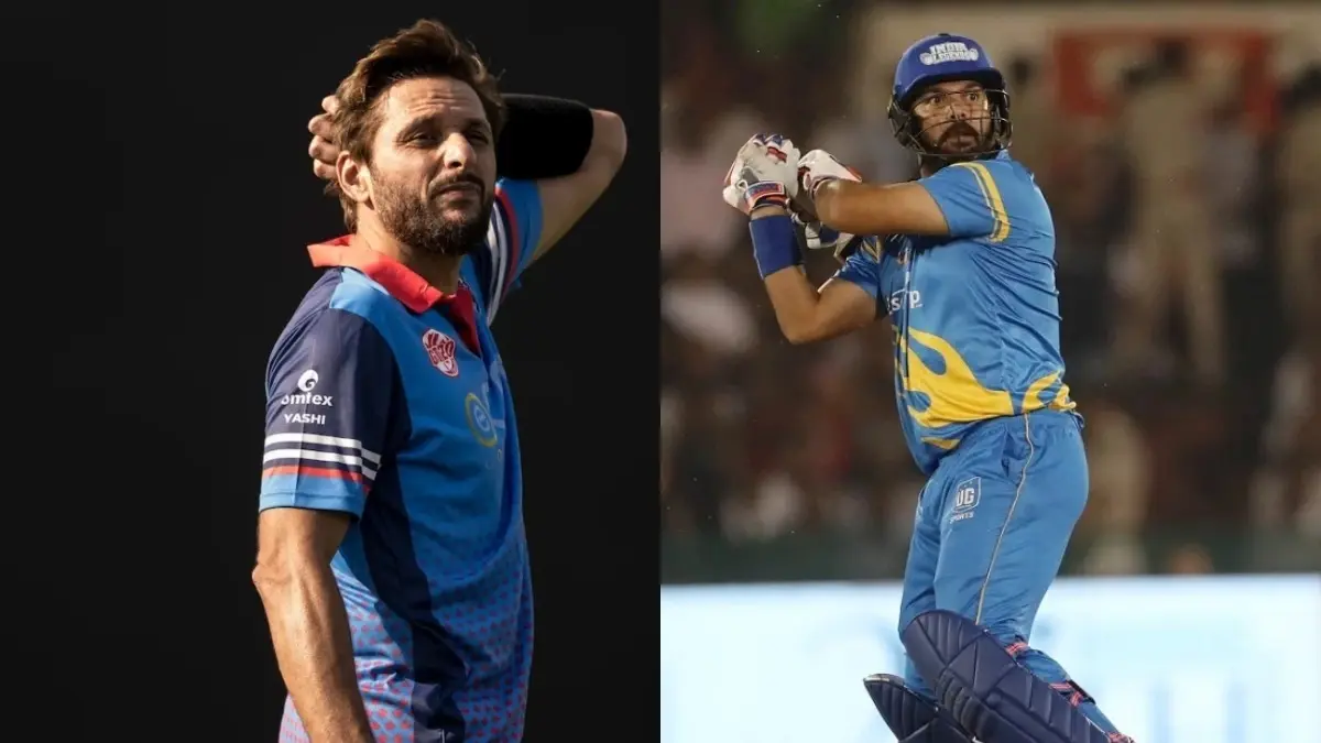 Shahid Afridi (L), Yuvraj Singh (R)