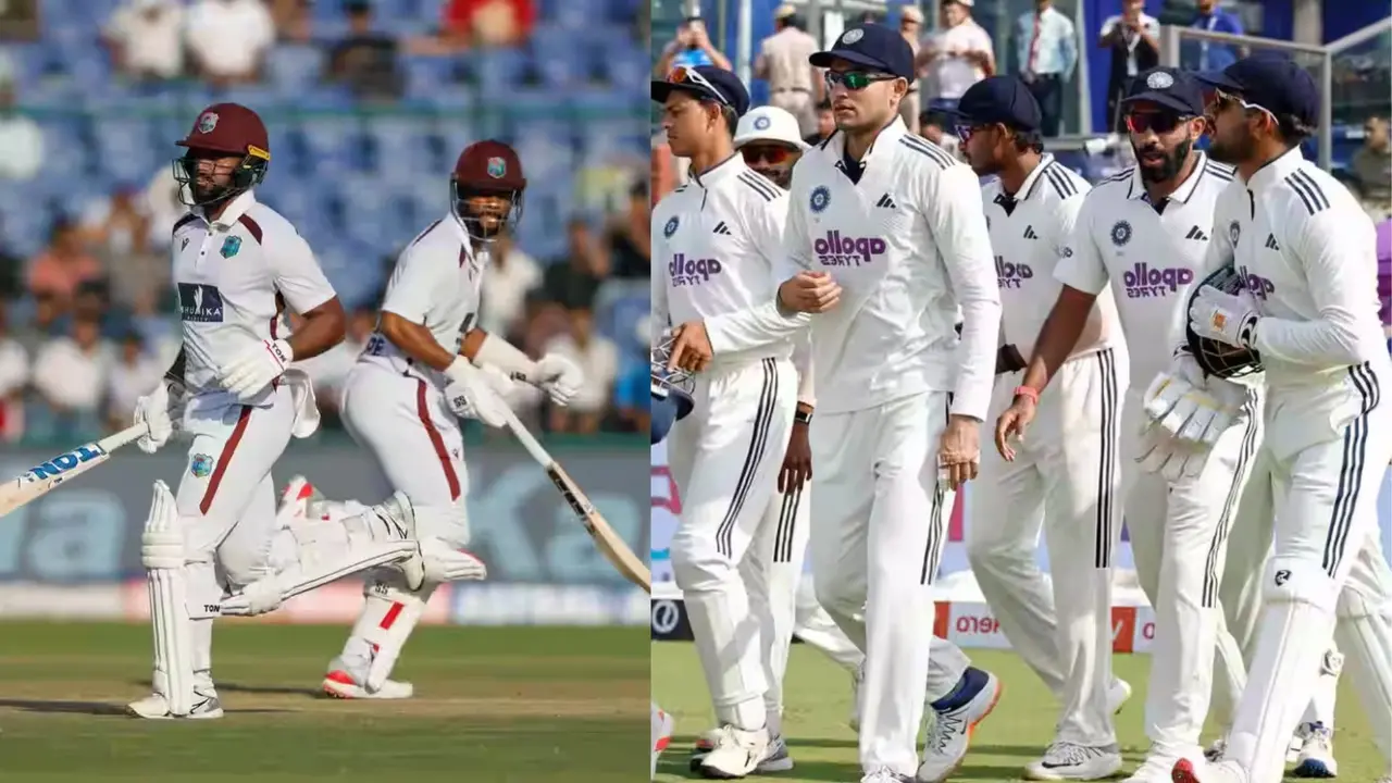 shai hope and John Campbell record breaking partnership west indies comeback after follow on ind vs wi 2nd test delhi