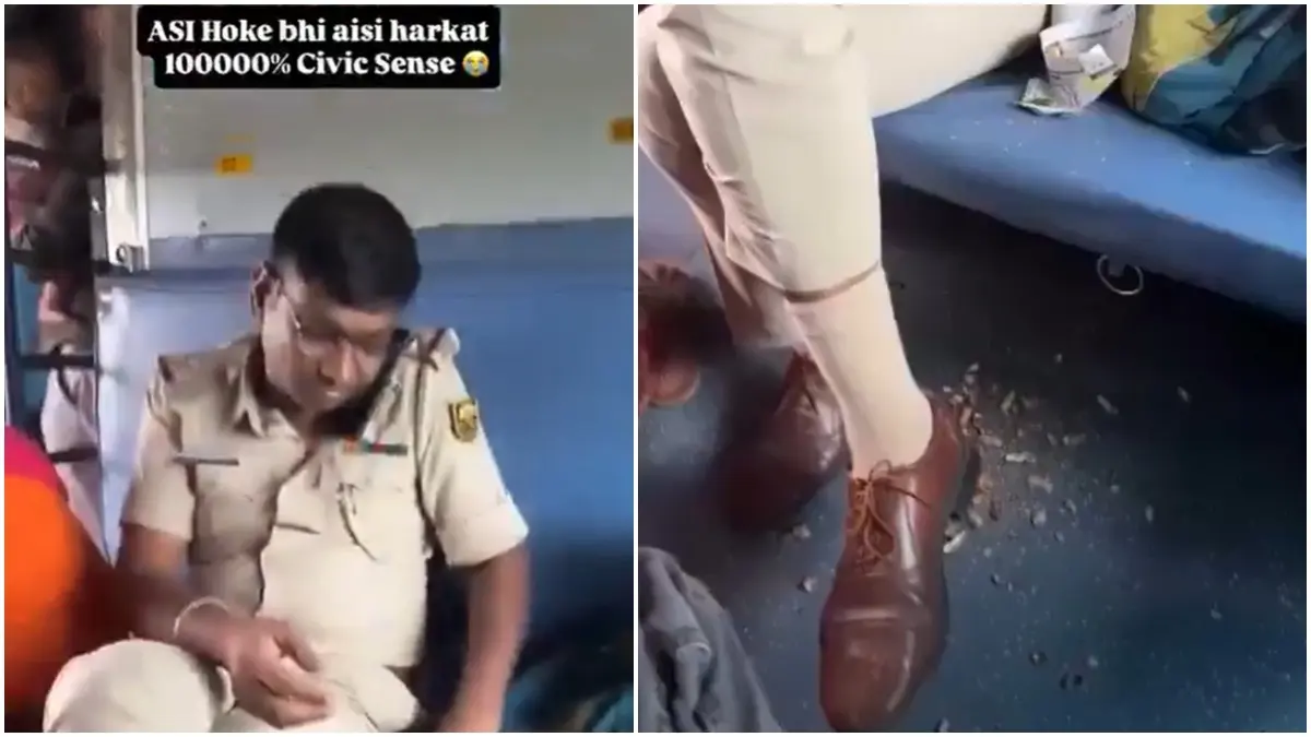Shameful!: Video Of Cop Littering On Train Goes Viral, Netizens Say 'No Civic Sense' | WATCH Shameful!: Video Of Cop Littering On Train Goes Viral, Netizens Says 'No Civic Sense' | WATCH