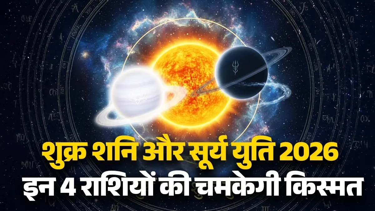 Shani Shukra Surya Yuti 2026: मार्च में शनि-शुक्र-सूर्य की युति से इन 5 राशियों की चमकेगी किस्मत; मिलेगी नई उपलब्धि Shani Shukra Surya Yuti 2026
