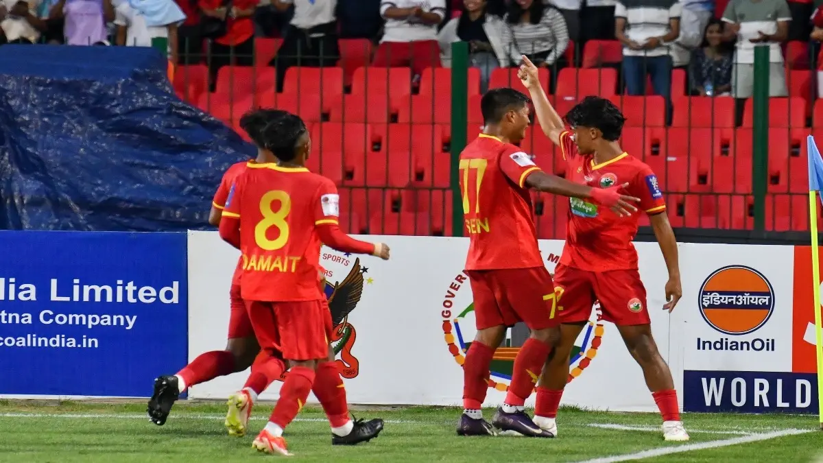 Shillong Lajong FC Advance To Durand Cup 2025 Semifinal, Beat Indian Navy FT 2-1 In Thrilling Encounter Shillong Lajong players celebrate first goal