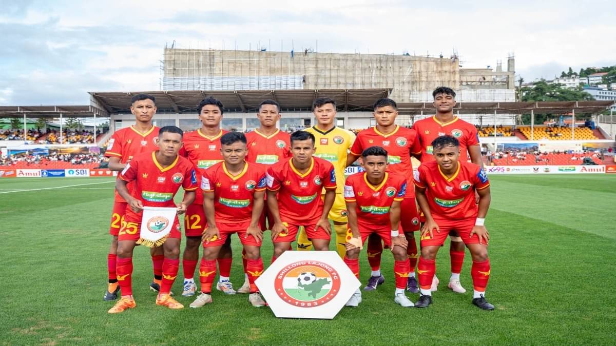 Shillong Lajong players ahead of a Durand Cup 2025 match.