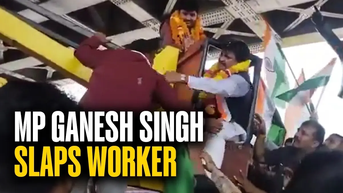 SHOCKING: BJP MP rides crane, slaps worker in anger after getting stuck mid-air | Watch