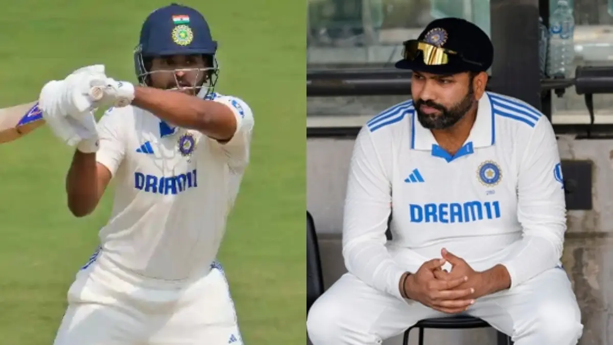 Shreyas Iyer (L), Rohit Sharma (R)