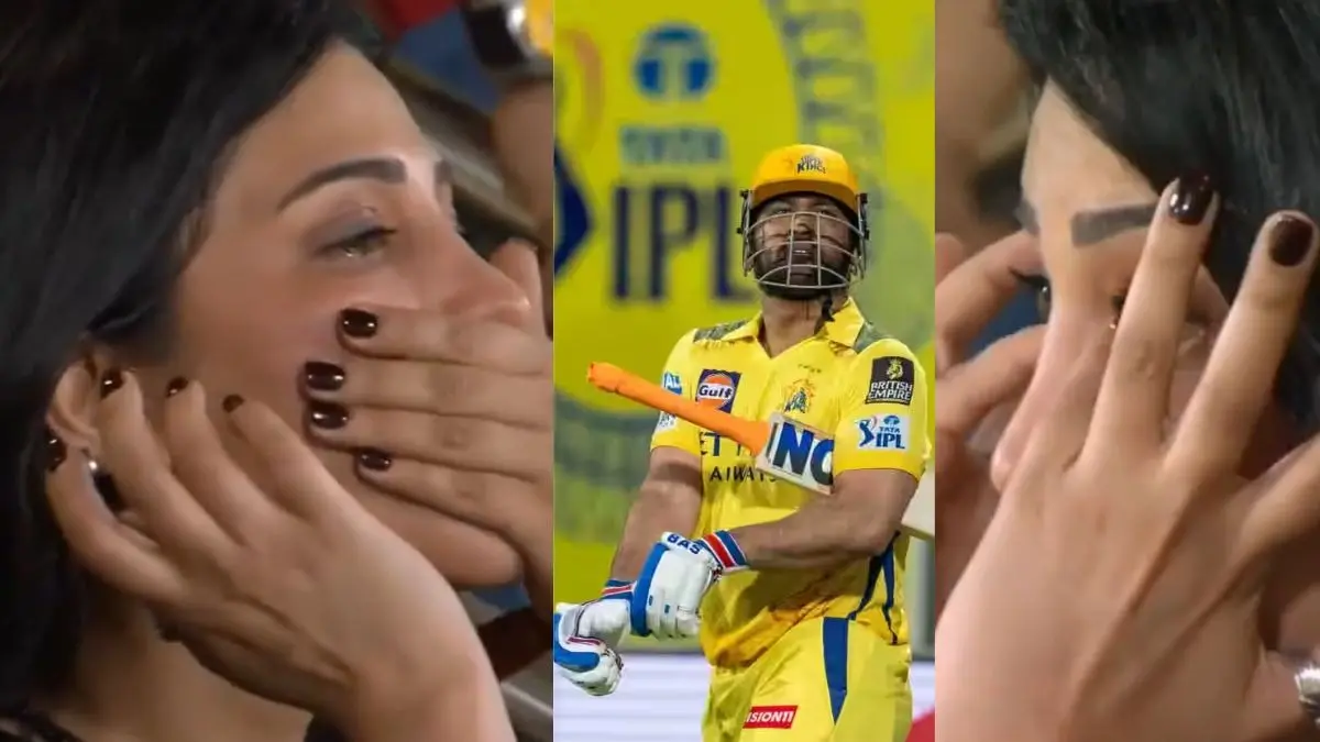 shruti haasan crying video viral as ms dhoni csk lost against sunrisers Hyderabad