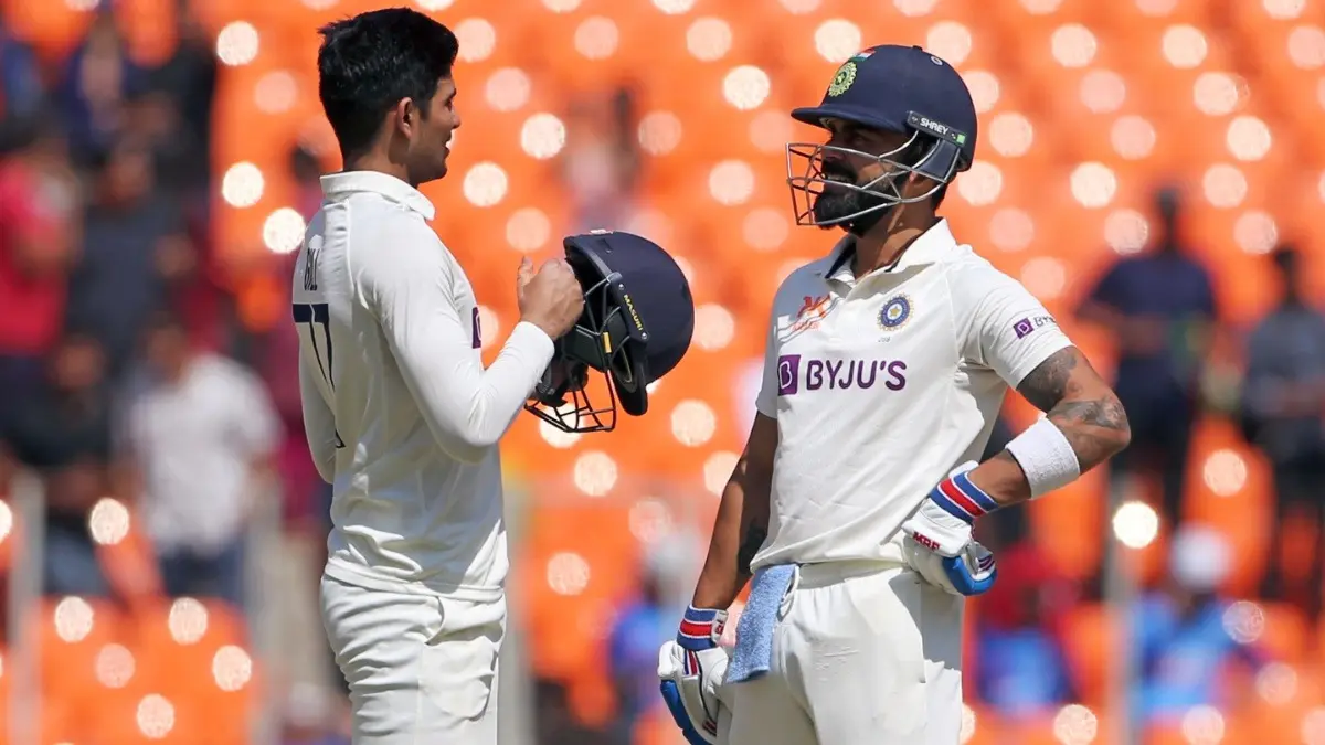 Shubman Gill and Virat Kohli during India's fourth Test match against Australia in 2023