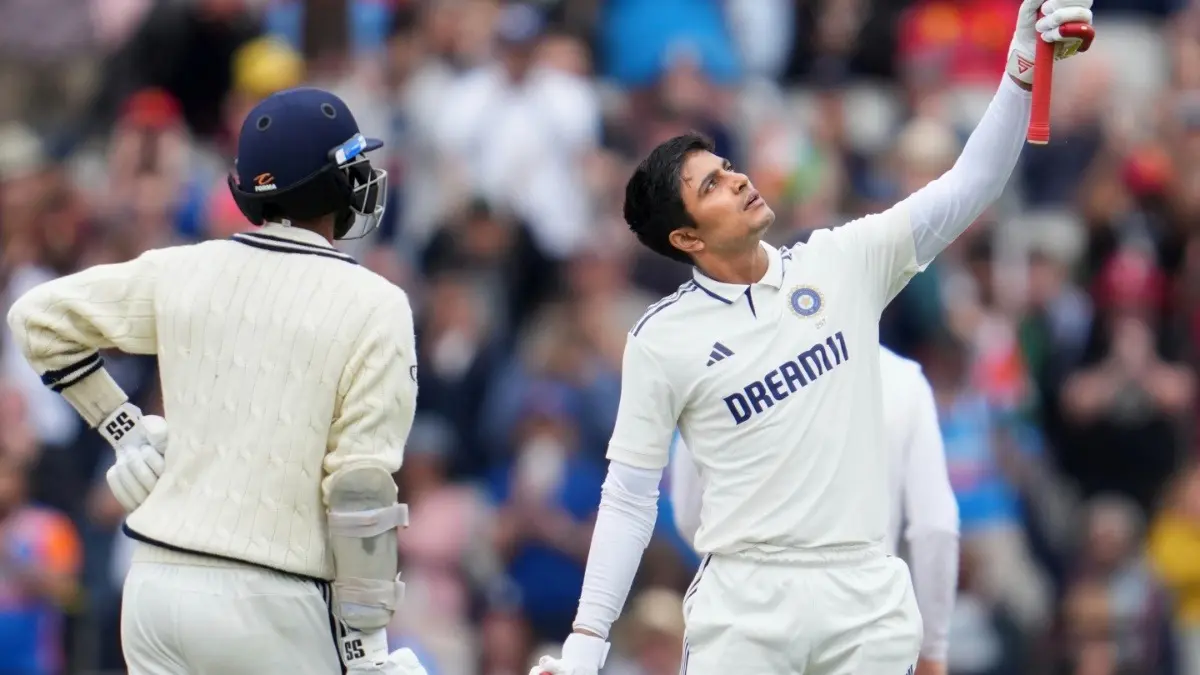 Shubman Gill celebrating his century in Manchester Test against England