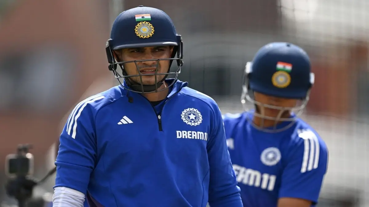 Shubman Gill during a practice session