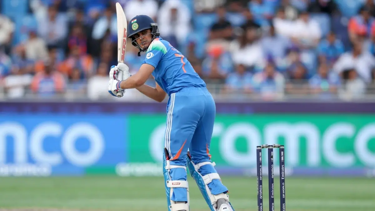 Shubman Gill in action during Champions Trophy 2025