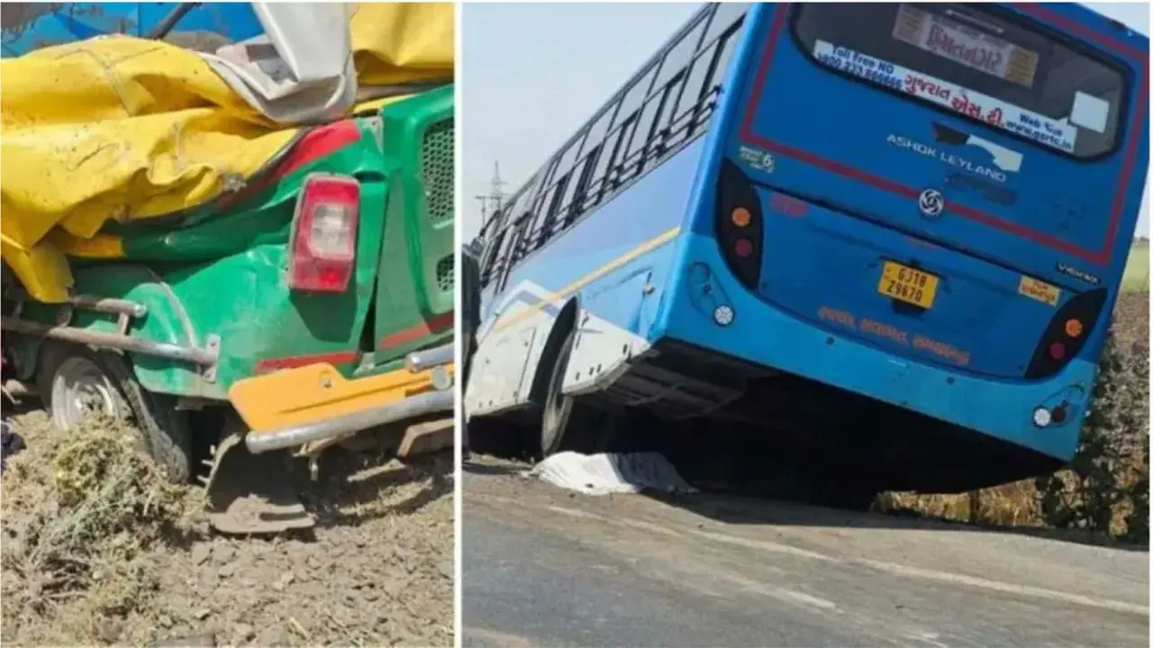 Six killed in collision between state transport bus and autorickshaw in Gujarat's Patan district