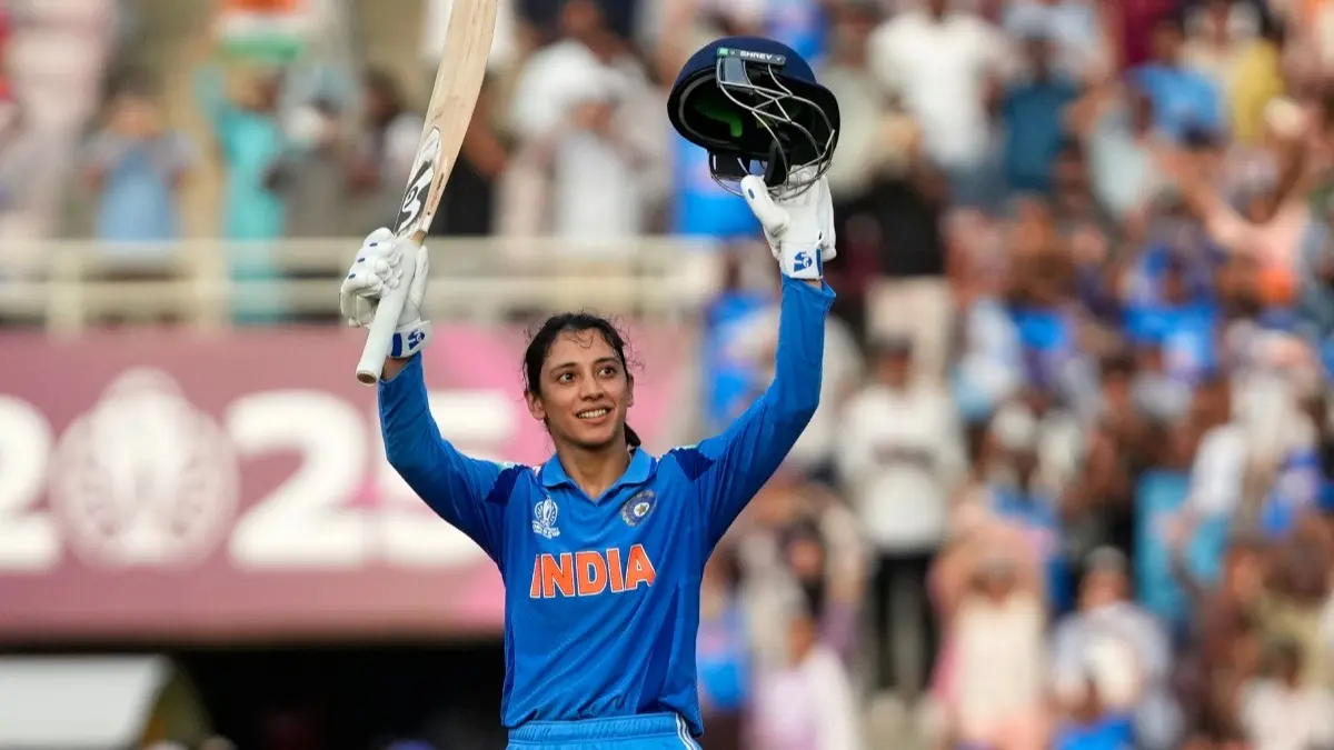 Smriti Mandhana celebrates her 14th ODI hundred