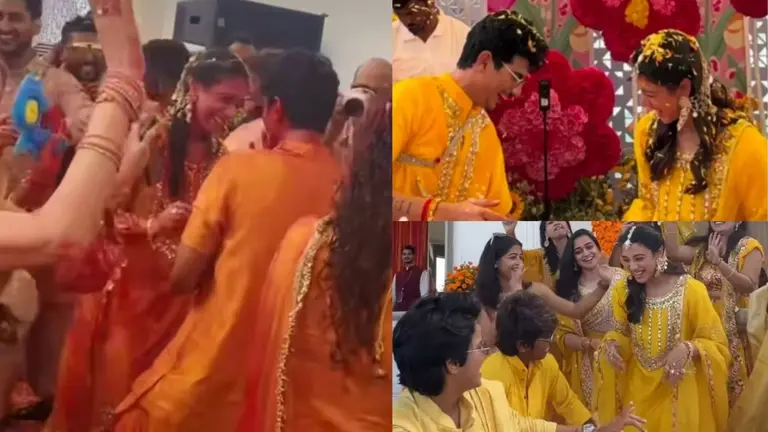 स्मृति मंधाना-पलाश मुच्छल की हल्दी सेरेमनी में खूब जमा रंग, ढोल-नगाड़ों पर थिरकी भारतीय क्रिकेटर्स; VIDEOS Smriti Mandhana- Palash Muchhal Haldi Ceremony